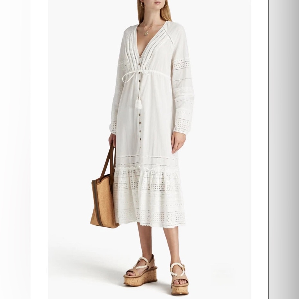 NWT $498 Veronica Beard Apoli Cotton Eyelet Dress in White